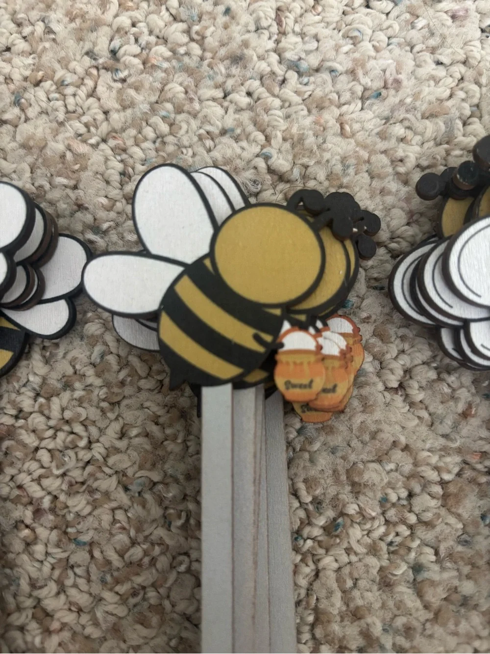 Bee Theme Wooden Party Picks